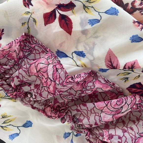 Misa Los Angeles  Sia Chiffon 3/4 Sleeve Ruffle Floral Printed Blouse Size M - Picture 7 of 8